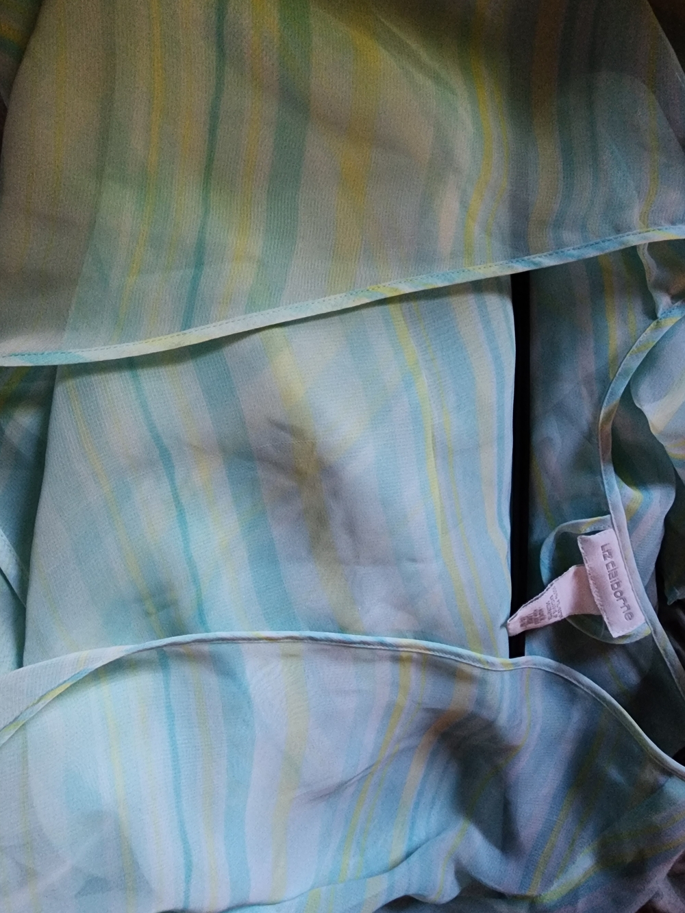 Striped Light Blue & Yellow Sheer Blouse (Liz Claiborne)
